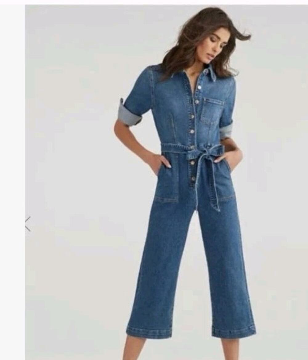 7 For All Mankind Luxe Vintage Alexa Cropped Jumpsuit Sz Small